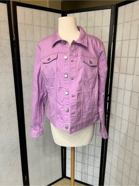 Talbots Lavender Denim Jacket - Button-Front Jean Jacket